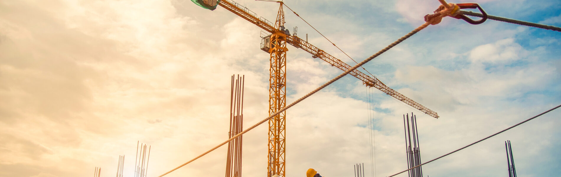 Cranes on a sky line on a construction site